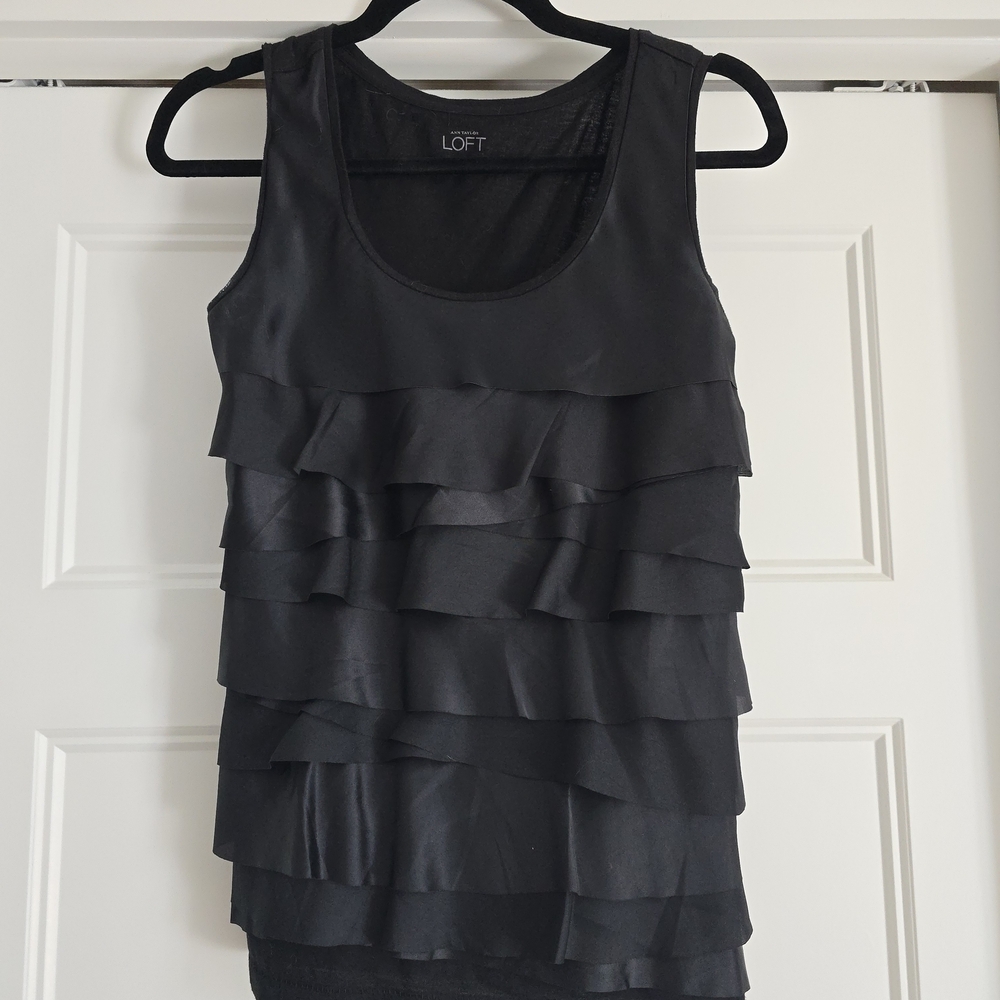 LOFT Women's Elegant Black Layered Tank Top